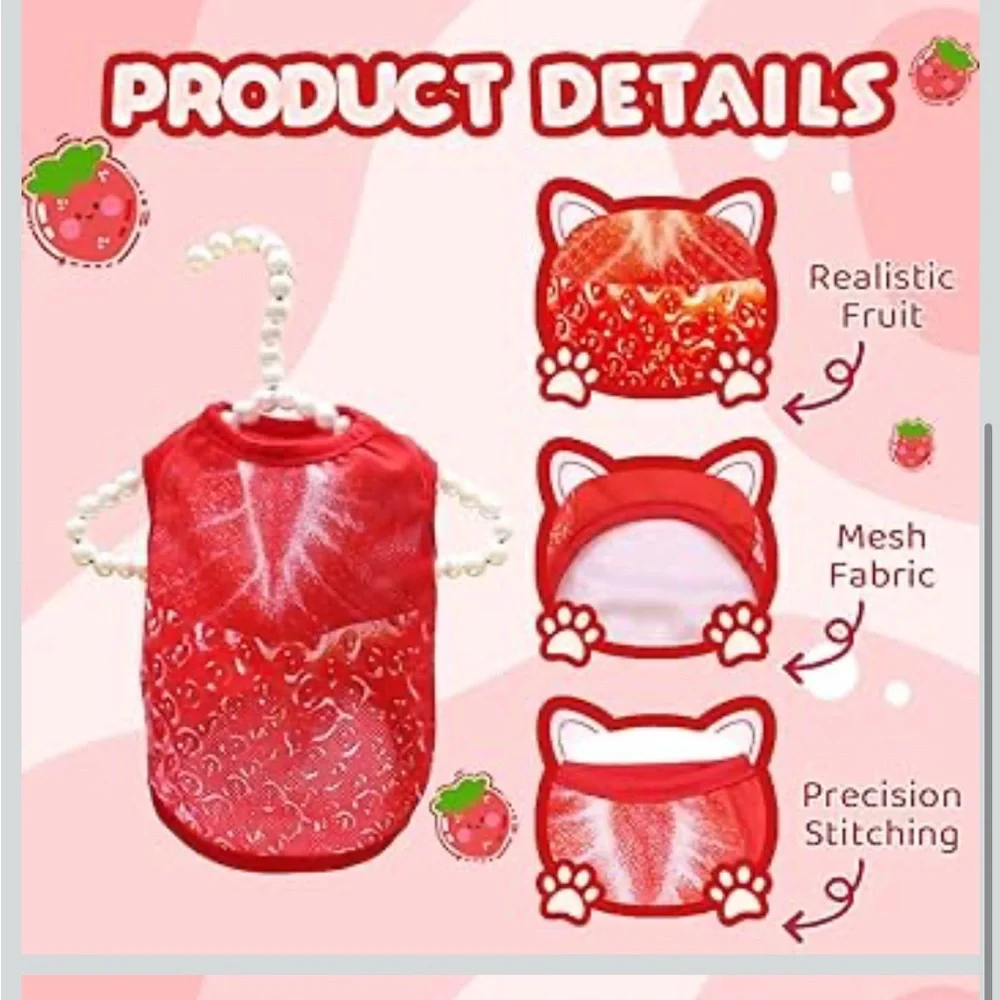 Dog Shirt Strawberry Graphic Cooling Vest Clothing for SMALL Dog NWT